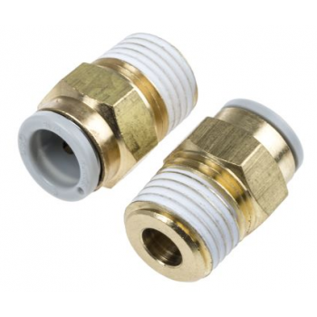 Straight Threaded-to-Tube Adapter, R 1/4 Male, Push In 8 mm