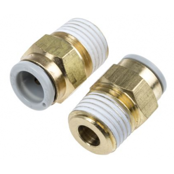 Straight Threaded-to-Tube Adapter, R 1/4 Male, Push In 8 mm
